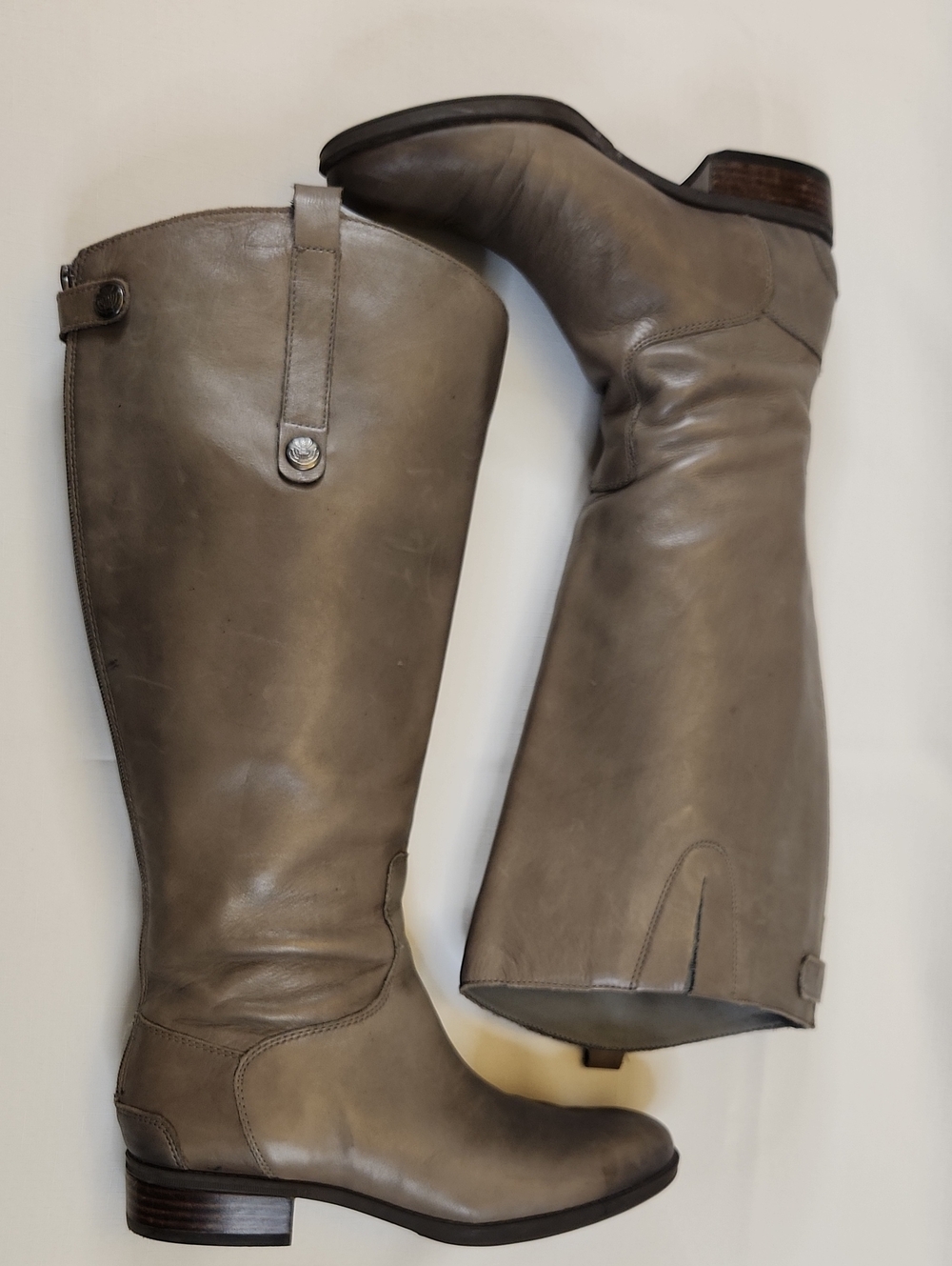 Wide Calf Delman Over-the-Knee Leather Boots in Grey